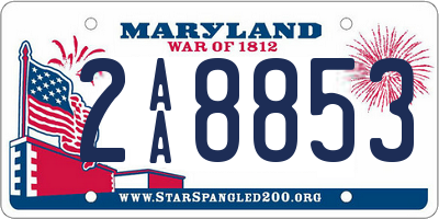 MD license plate 2AA8853