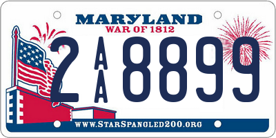 MD license plate 2AA8899