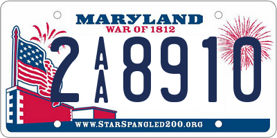 MD license plate 2AA8910