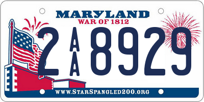 MD license plate 2AA8929