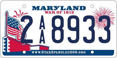 MD license plate 2AA8933