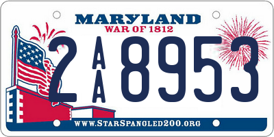 MD license plate 2AA8953