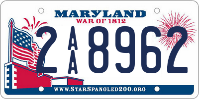 MD license plate 2AA8962