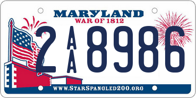 MD license plate 2AA8986