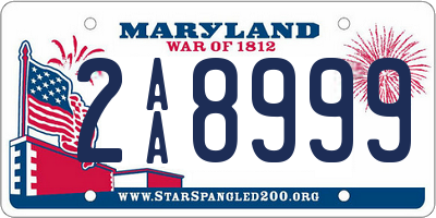 MD license plate 2AA8999