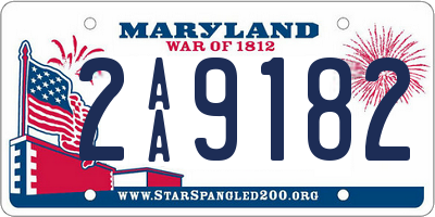 MD license plate 2AA9182