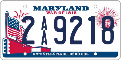 MD license plate 2AA9218