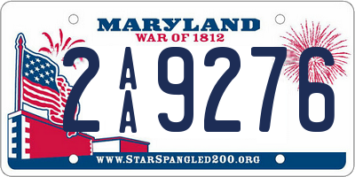 MD license plate 2AA9276
