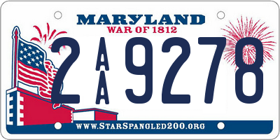 MD license plate 2AA9278