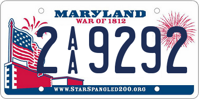 MD license plate 2AA9292