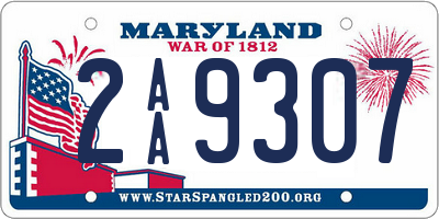 MD license plate 2AA9307
