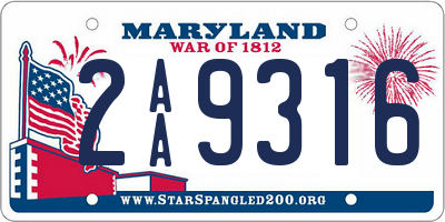 MD license plate 2AA9316