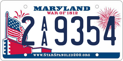 MD license plate 2AA9354