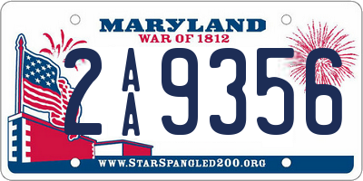 MD license plate 2AA9356