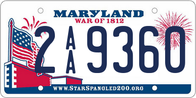 MD license plate 2AA9360