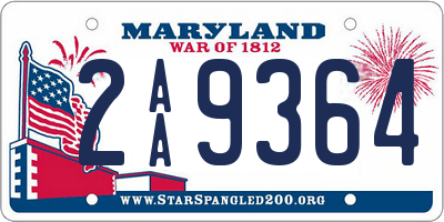 MD license plate 2AA9364