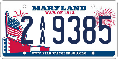 MD license plate 2AA9385