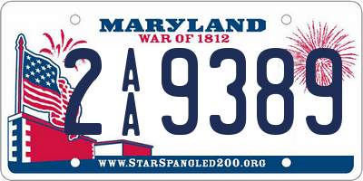 MD license plate 2AA9389