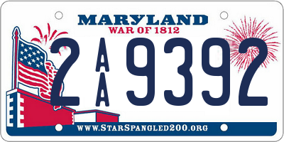 MD license plate 2AA9392