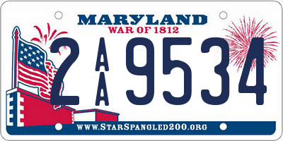 MD license plate 2AA9534