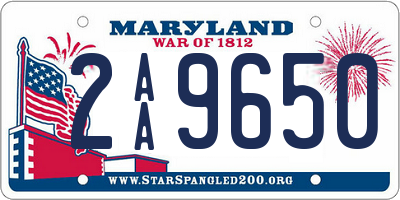 MD license plate 2AA9650