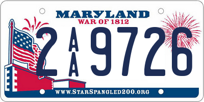 MD license plate 2AA9726
