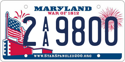 MD license plate 2AA9800