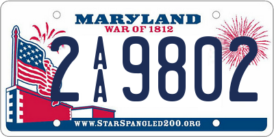 MD license plate 2AA9802