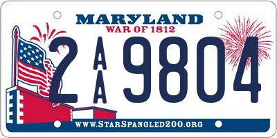 MD license plate 2AA9804