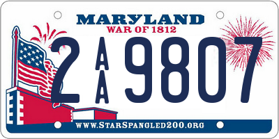 MD license plate 2AA9807