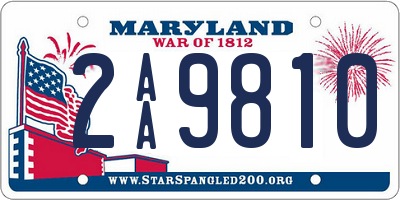 MD license plate 2AA9810