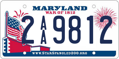 MD license plate 2AA9812