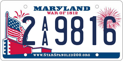 MD license plate 2AA9816