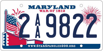 MD license plate 2AA9822