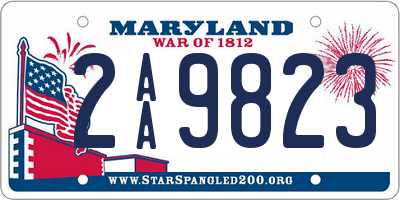 MD license plate 2AA9823