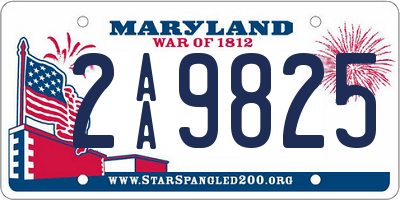 MD license plate 2AA9825