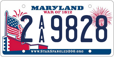 MD license plate 2AA9828