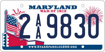 MD license plate 2AA9830