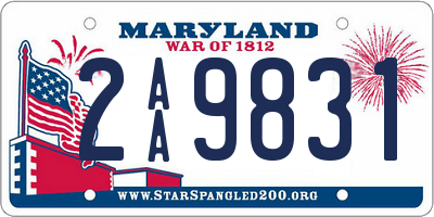 MD license plate 2AA9831