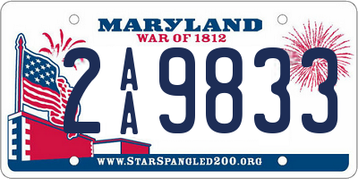 MD license plate 2AA9833