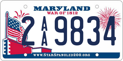 MD license plate 2AA9834