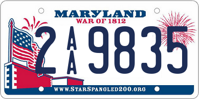 MD license plate 2AA9835