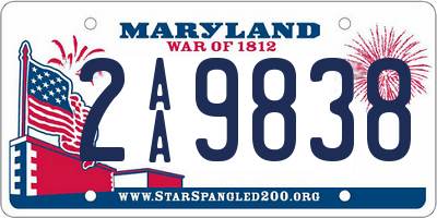 MD license plate 2AA9838