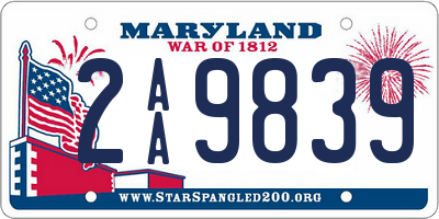 MD license plate 2AA9839