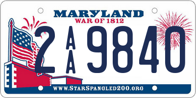 MD license plate 2AA9840