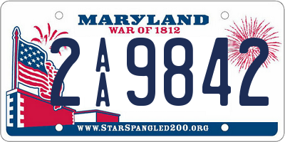 MD license plate 2AA9842