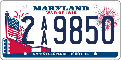 MD license plate 2AA9850