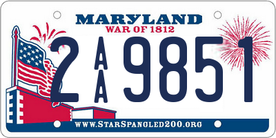 MD license plate 2AA9851