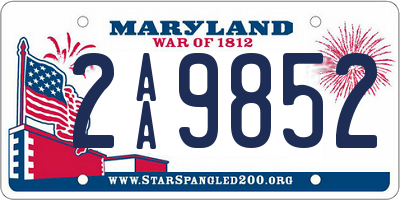 MD license plate 2AA9852