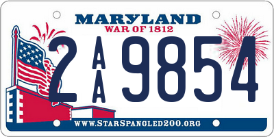 MD license plate 2AA9854